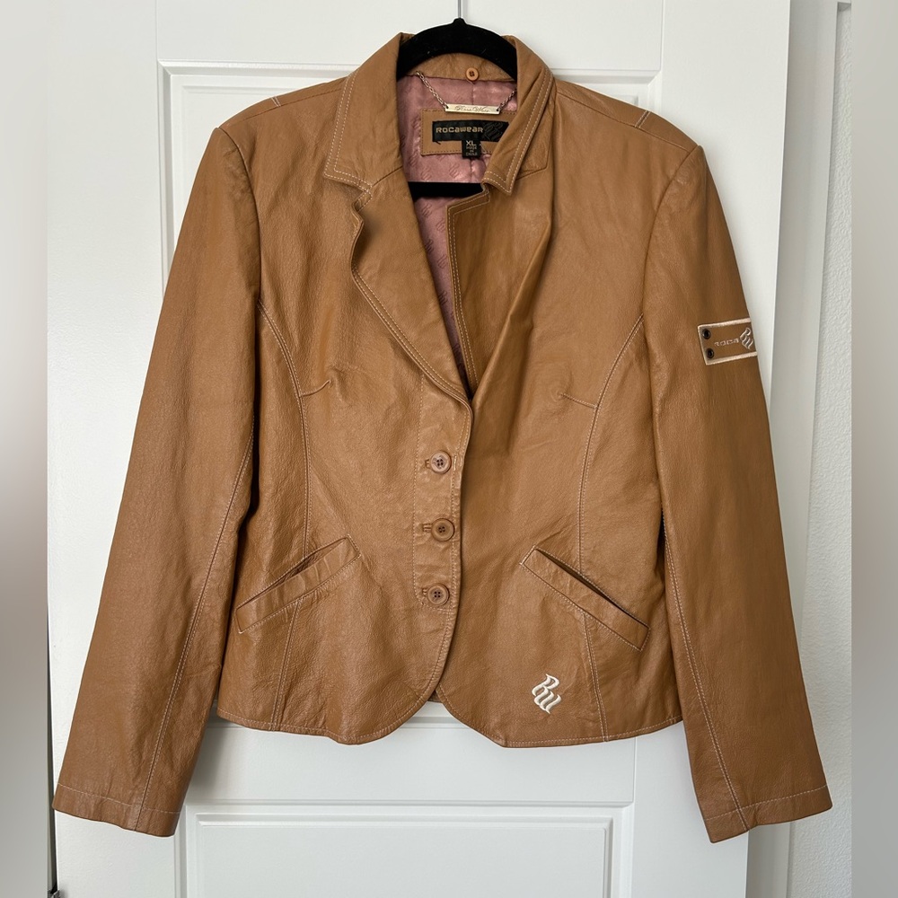 Rocawear Tan Leather Women's Jacket Size XL